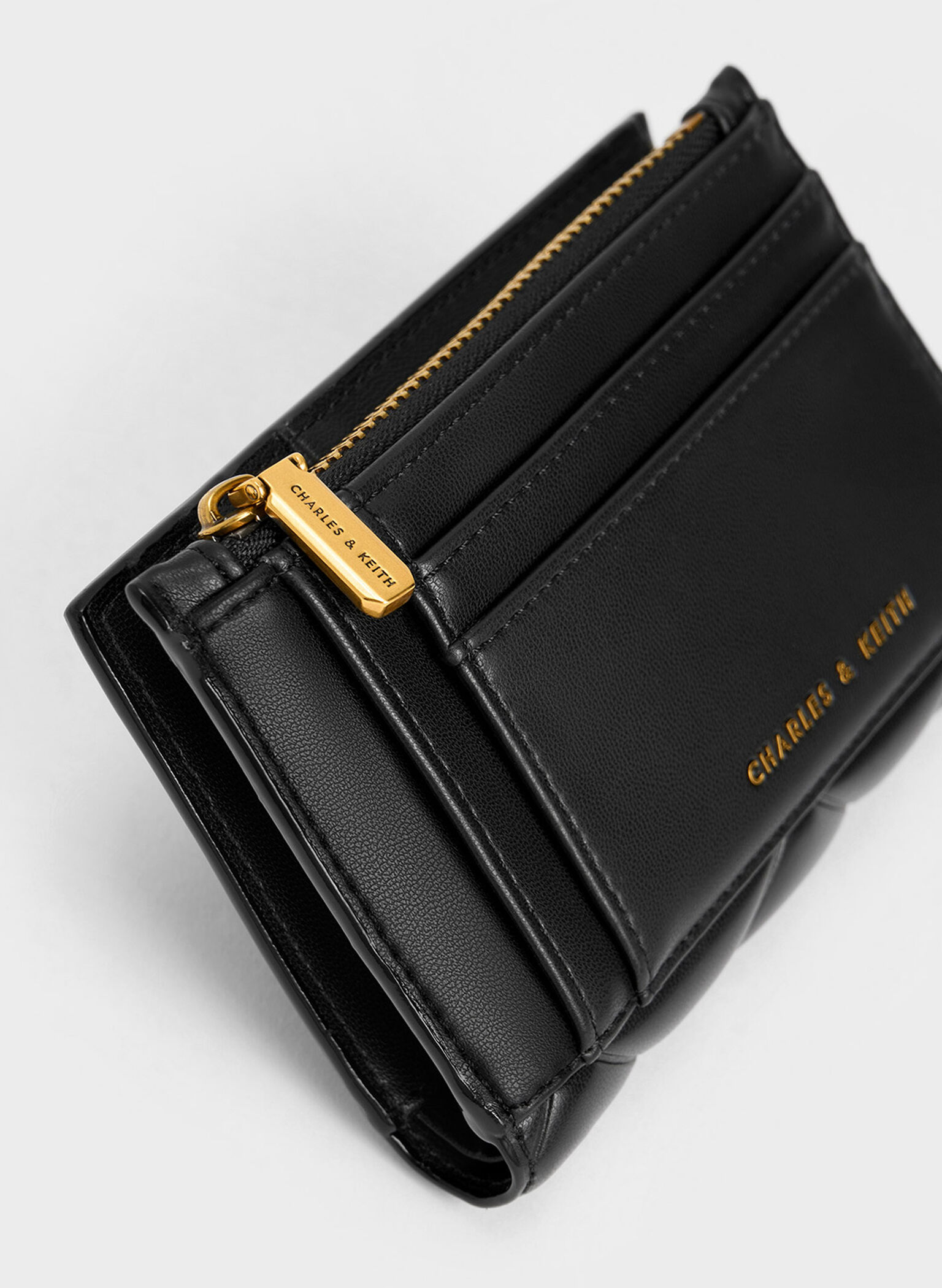 Gemma Quilted Cardholder, Black, hi-res