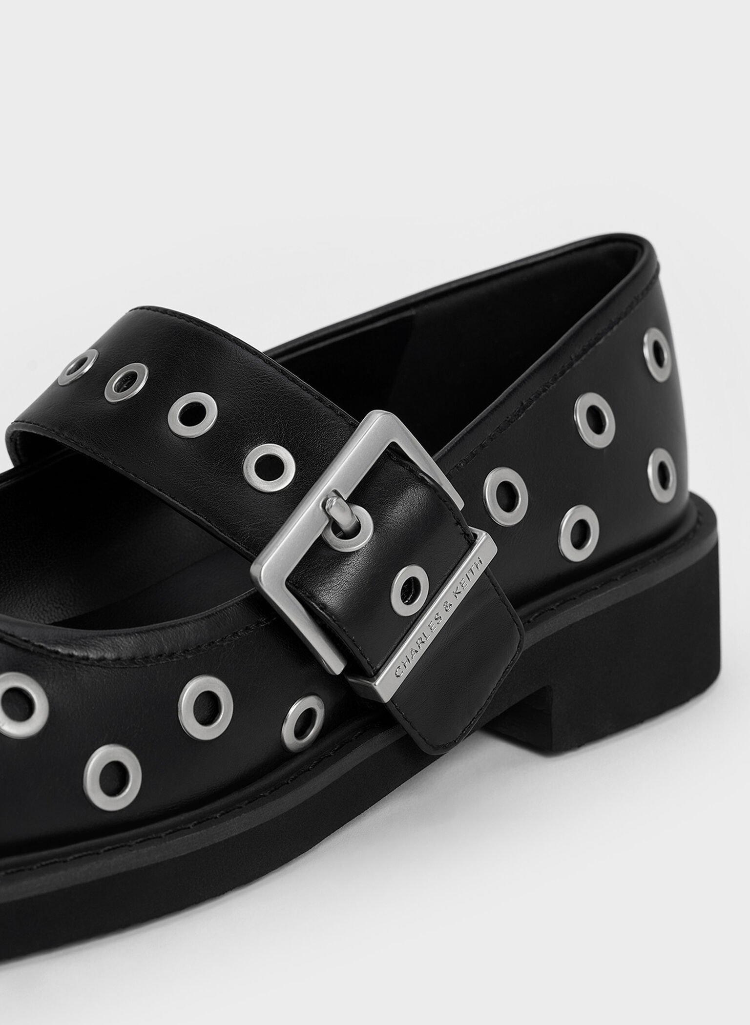 Grommet Buckled Mary Janes, Black, hi-res