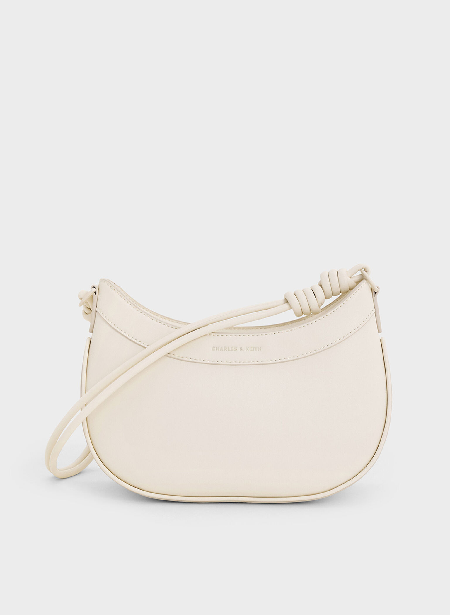 Sabine Knotted-Strap Curved Shoulder Bag, Cream, hi-res