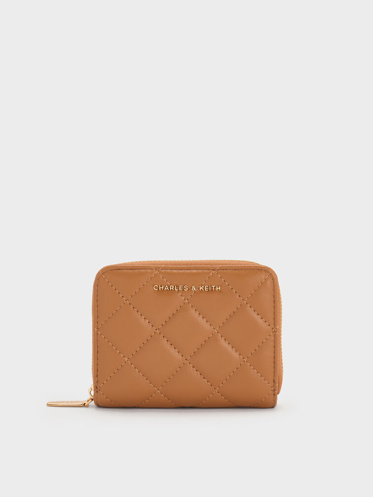 Alva Quilted Zip-Around Wallet, Russet Brown, hi-res