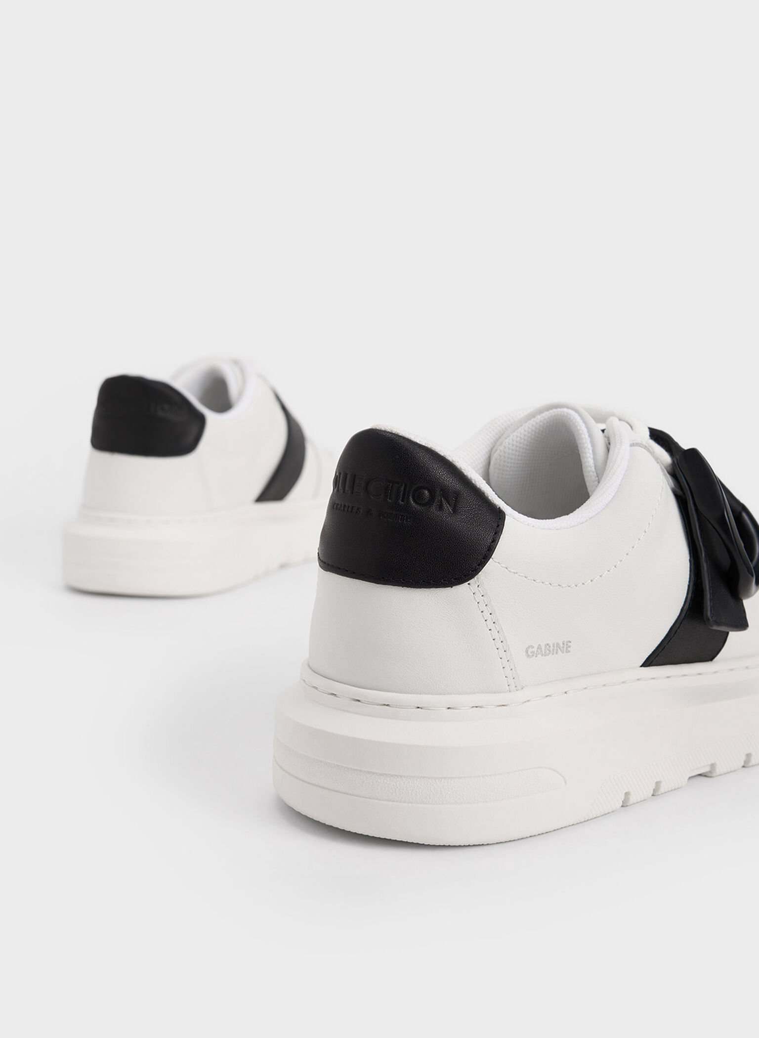 Gabine Leather Low-Top Sneakers, Black, hi-res