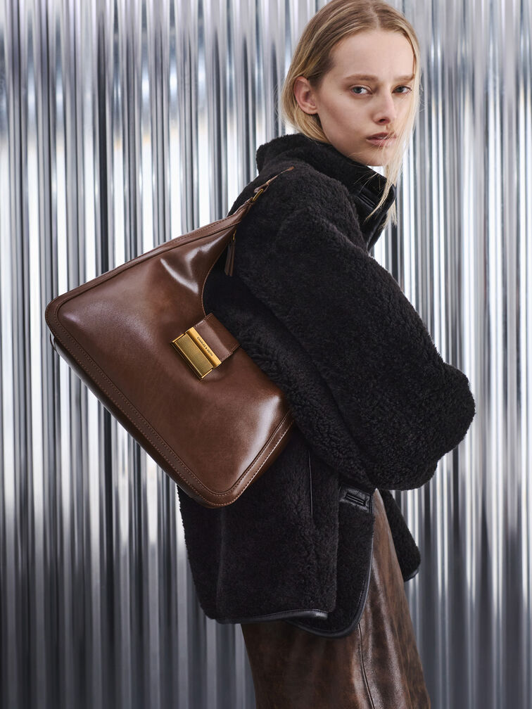 Charlot Hobo Bag, Dark Brown, hi-res