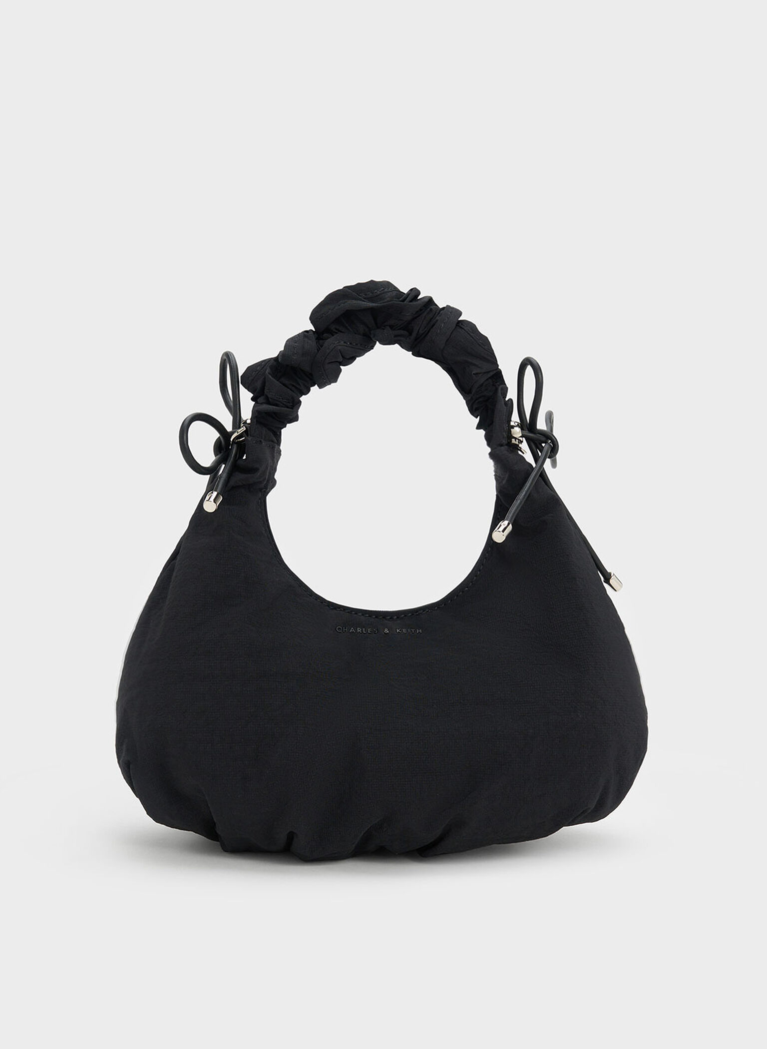 Maisy Ruched Nylon Bag, Black, hi-res