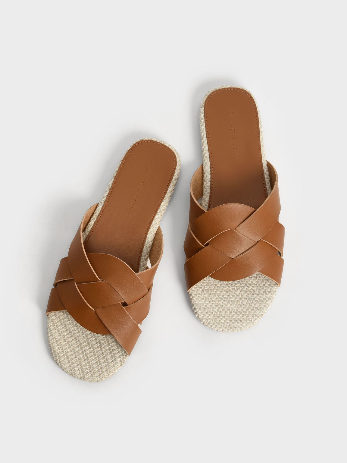 Woven Slide Sandals, Caramel, hi-res