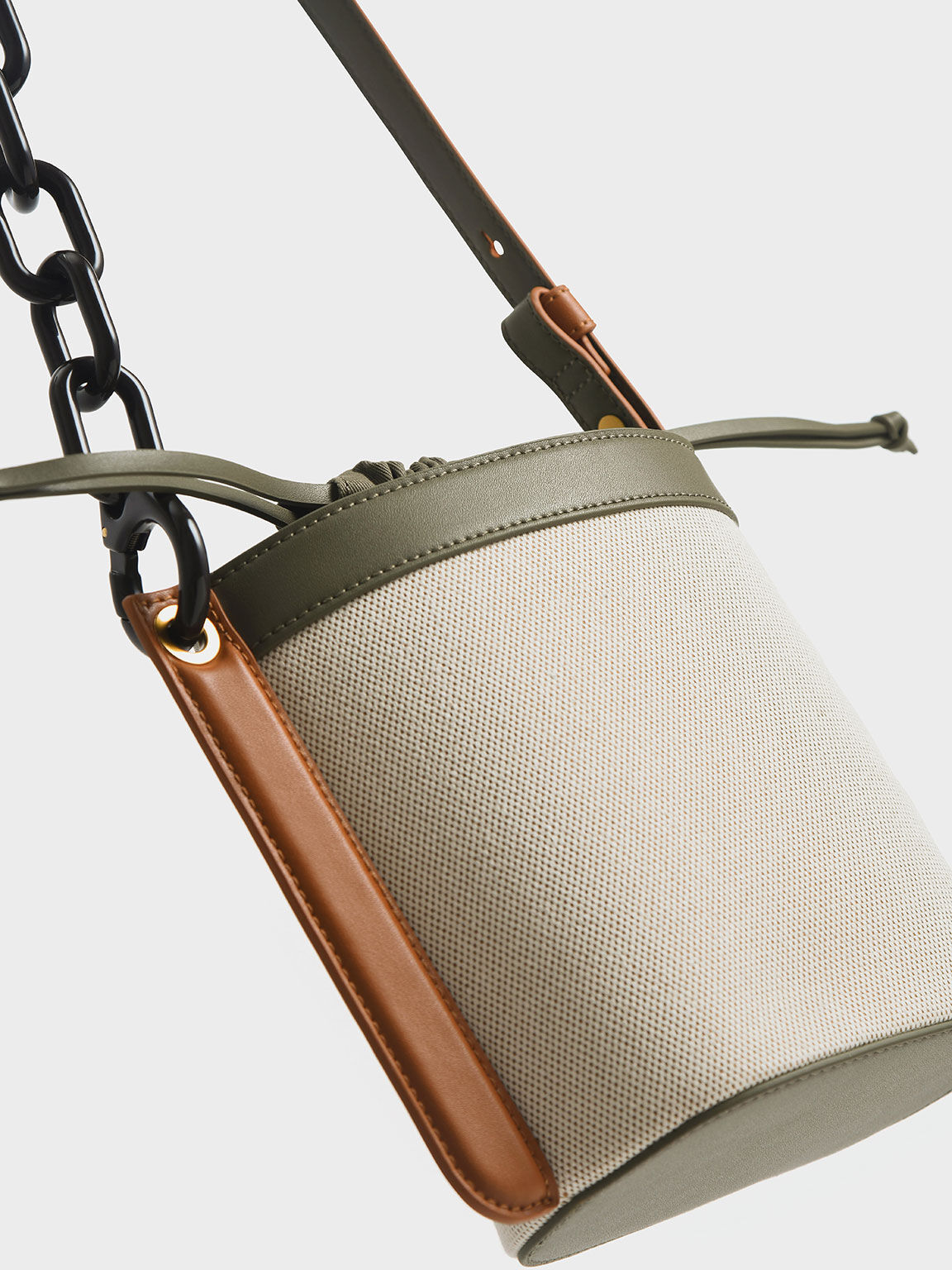Alden Chain-Link Canvas Drawstring Bucket Bag, Multi, hi-res