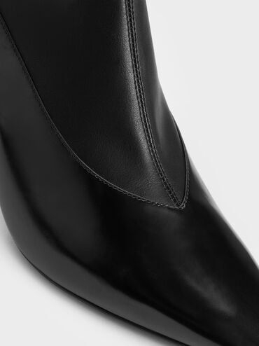 Pointed-Toe Back-Zip Stiletto-Heel Ankle Boots, Black Box, hi-res