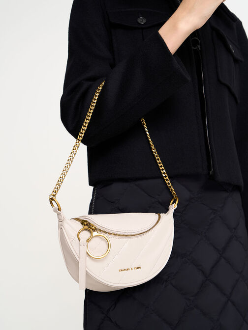 Philomena Wrinkled-Effect Half-Moon Crossbody Bag, Ivory, hi-res