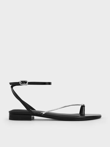Chain-Strap Toe-Ring Sandals, Black Box, hi-res