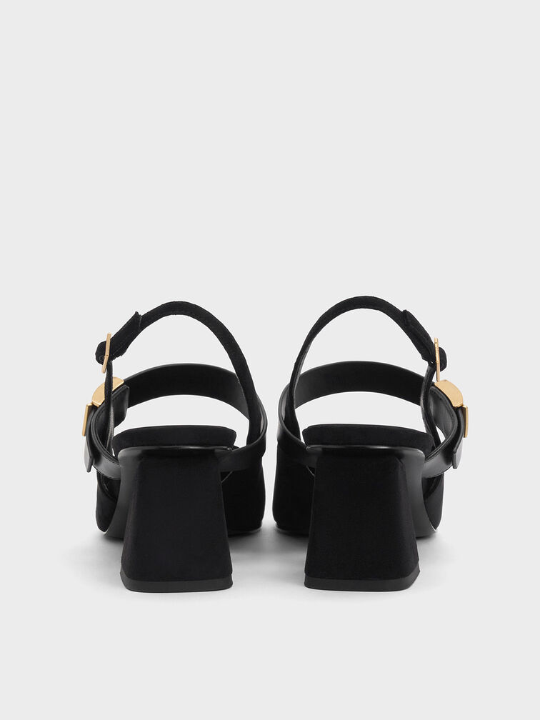 Yvette Faux Suede Mary Jane Slingback Pumps, Black Textured, hi-res