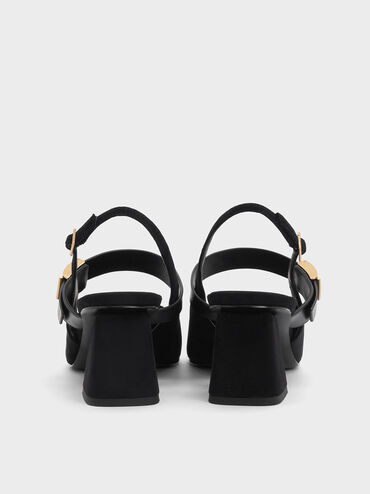 Yvette Faux Suede Mary Jane Slingback Pumps, Black Textured, hi-res
