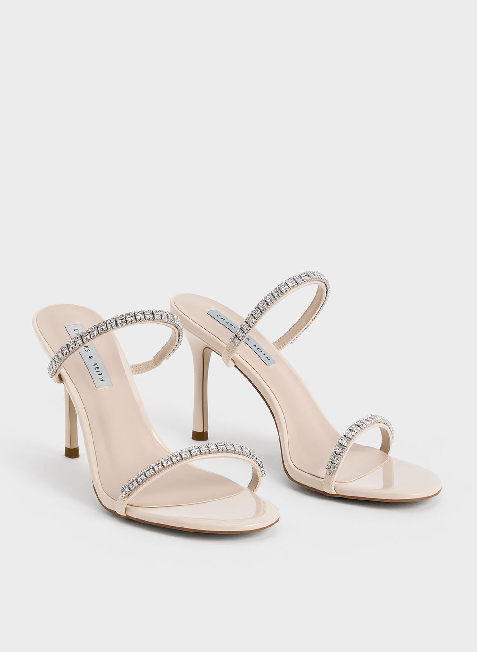 Ambrosia Patent Gem-Embellished Heeled Mules, Cream, hi-res