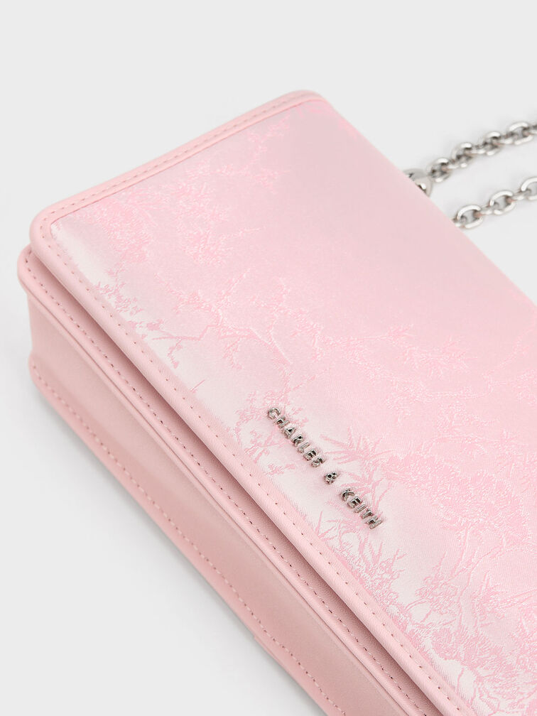 Paffuto Recycled Satin Chain Handle Long Wallet, Pink, hi-res