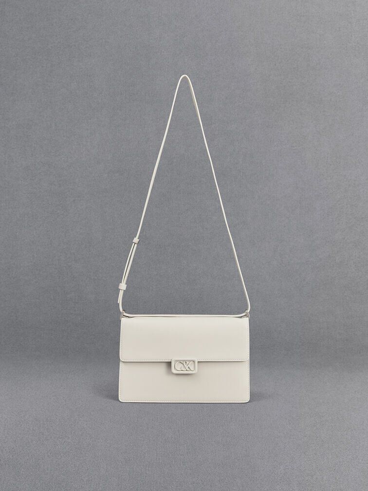 White Leather Shoulder Bag CHARLES KEITH UK