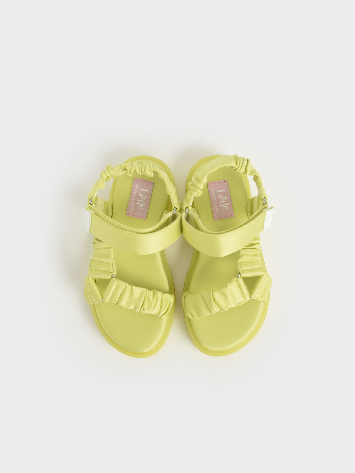 Girls' Fabric Ruched Sports Sandals, Yellow, hi-res