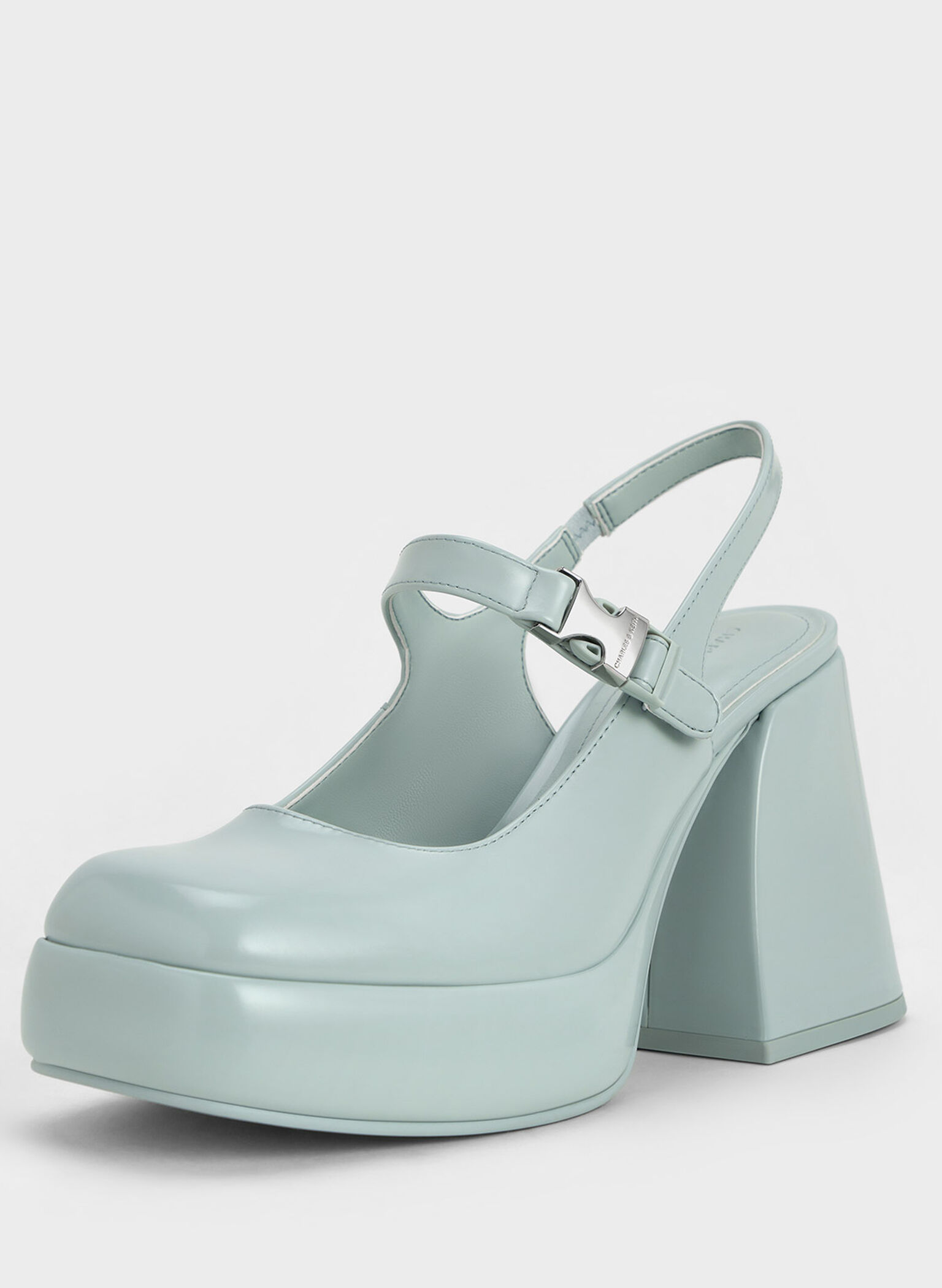 Laine Metallic-Buckle Platform Mary Janes, Blue, hi-res
