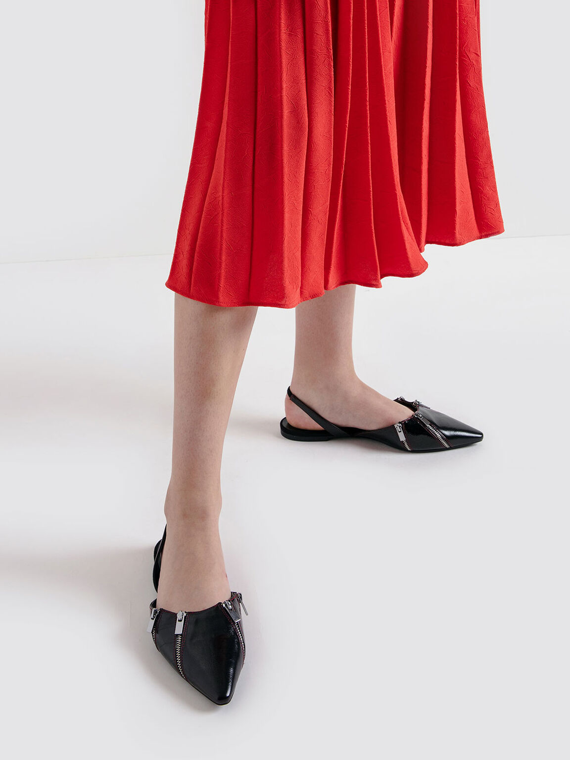 pointed toe flat slingbacks