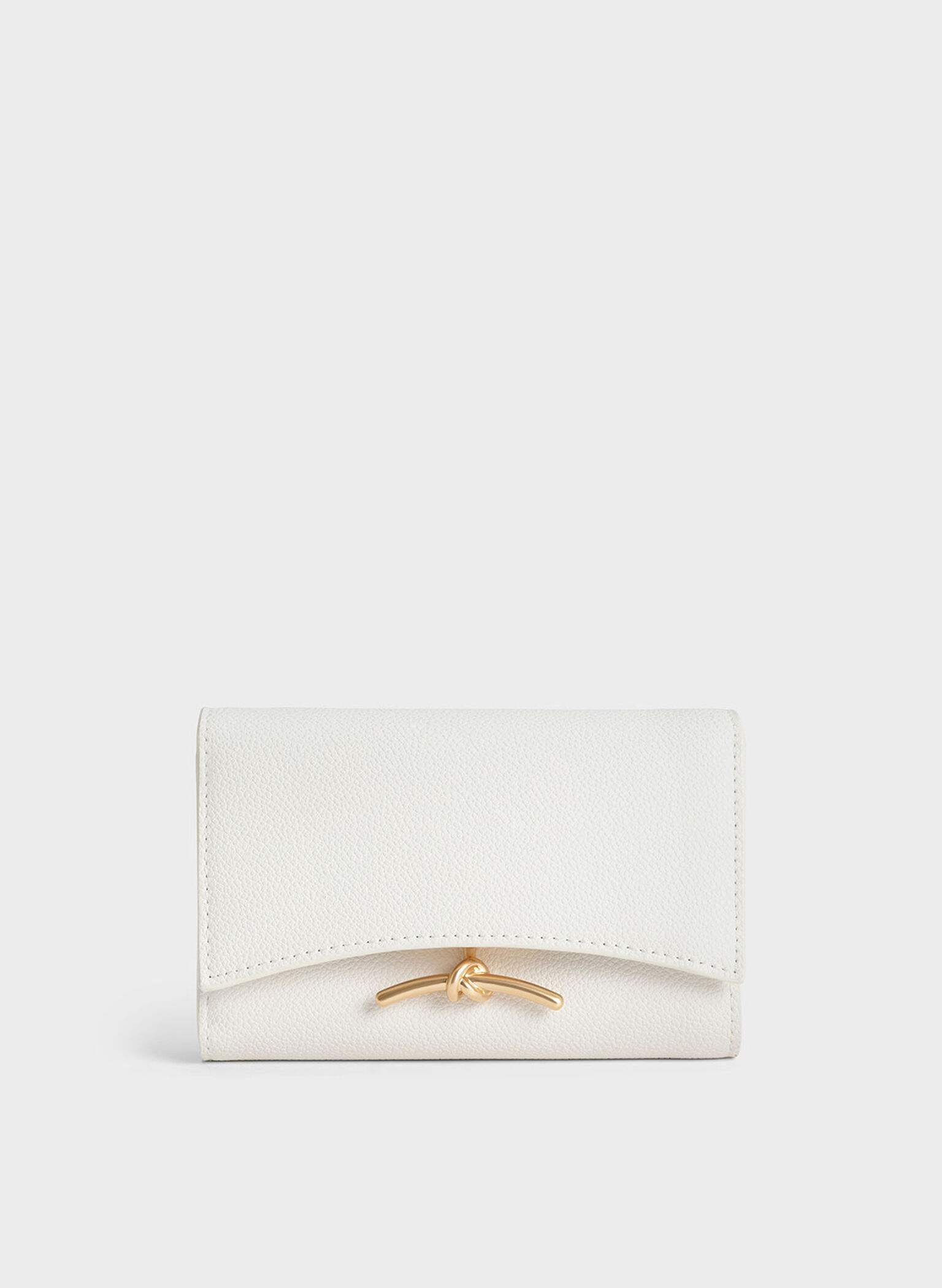 Huxley Metallic Accent Front Flap Wallet, White, hi-res