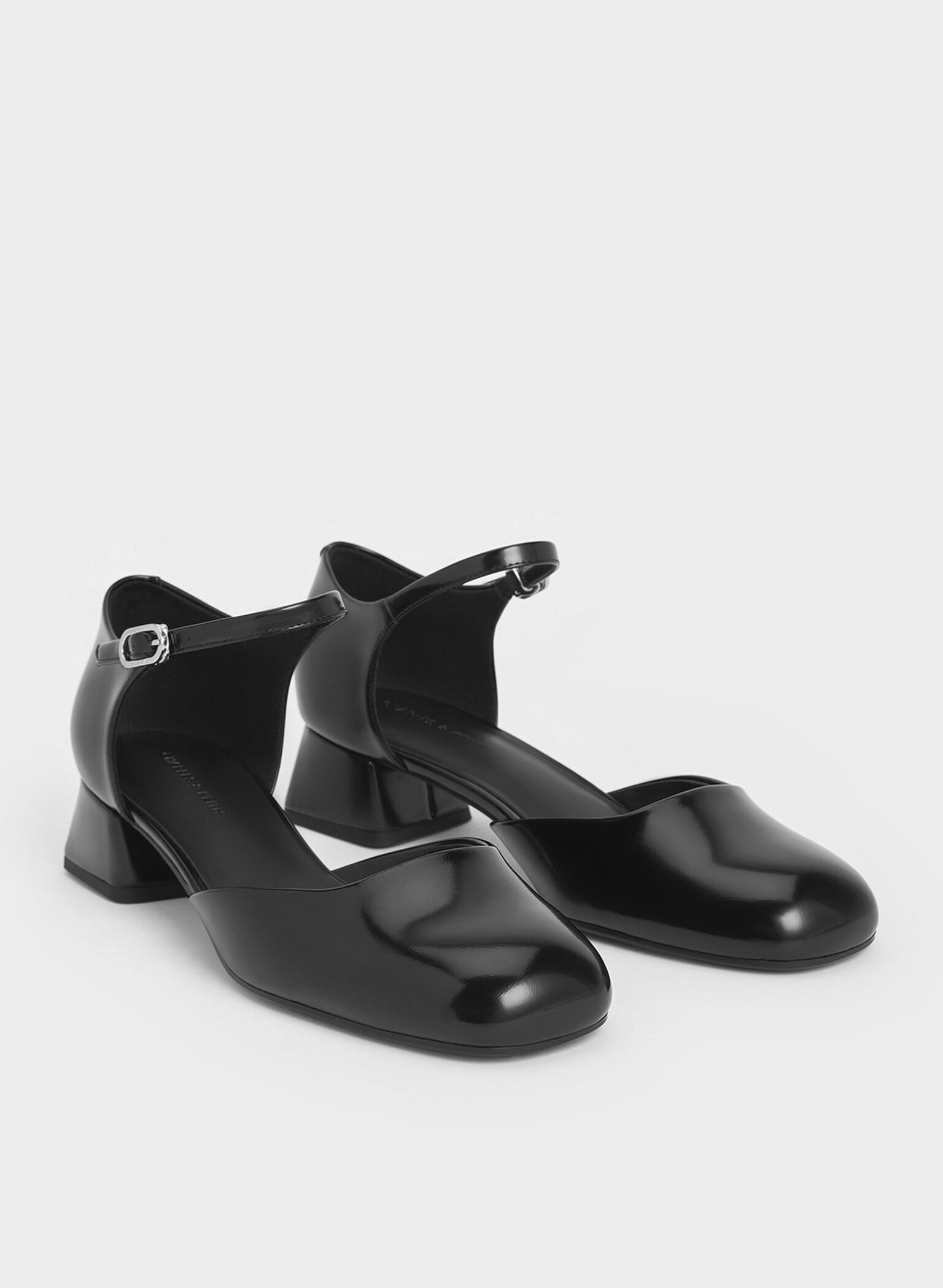 D'Orsay Ankle-Strap Pumps, Black Box, hi-res