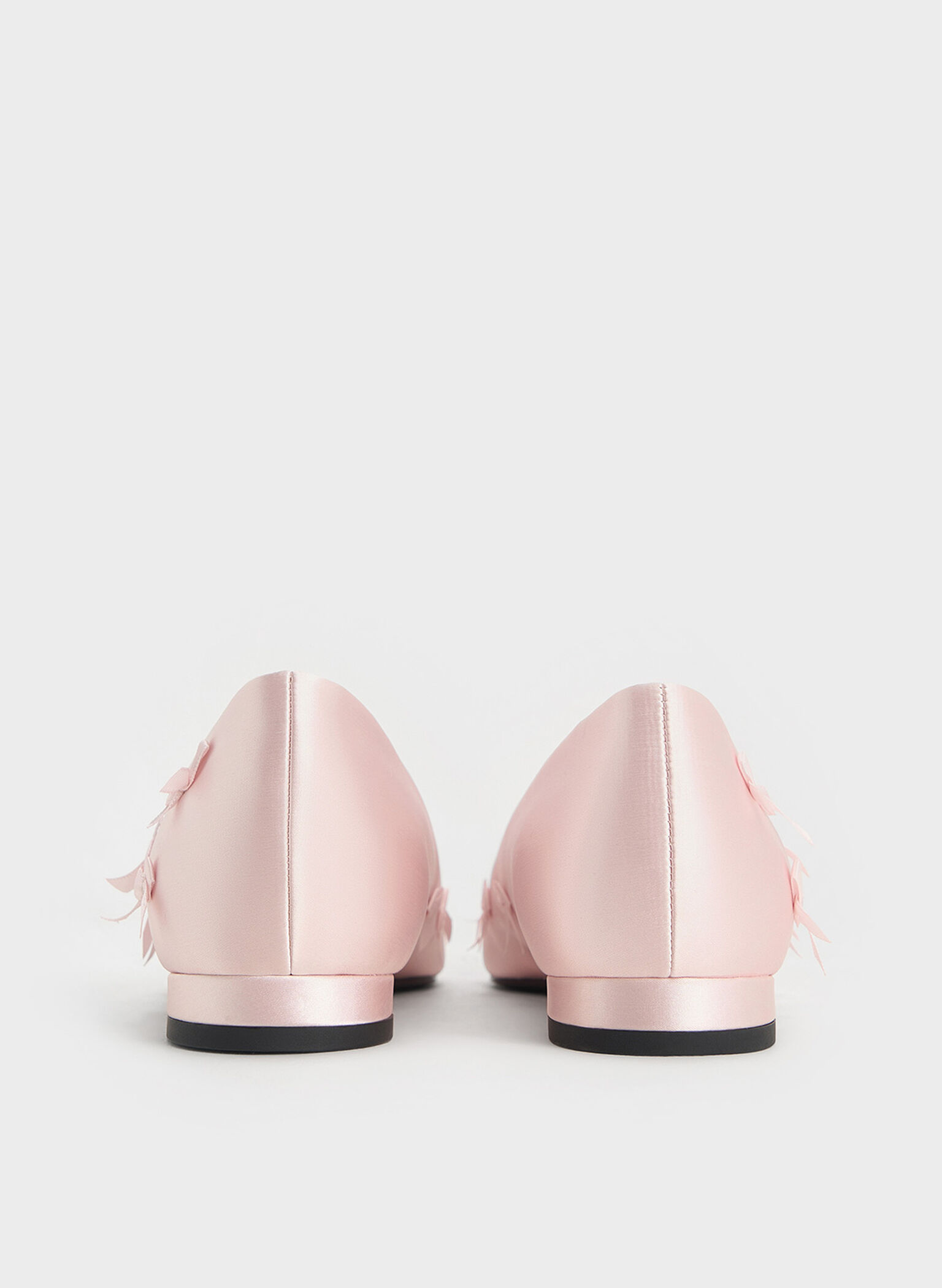 Satin Bow Pointed-Toe Flats, Blush, hi-res