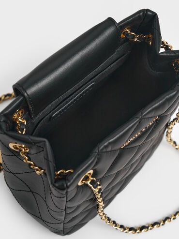 Alva Quilted Braided-Strap Shoulder Bag, Black, hi-res