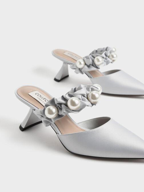 Blythe Bead Embellished Satin Pumps, Silver, hi-res