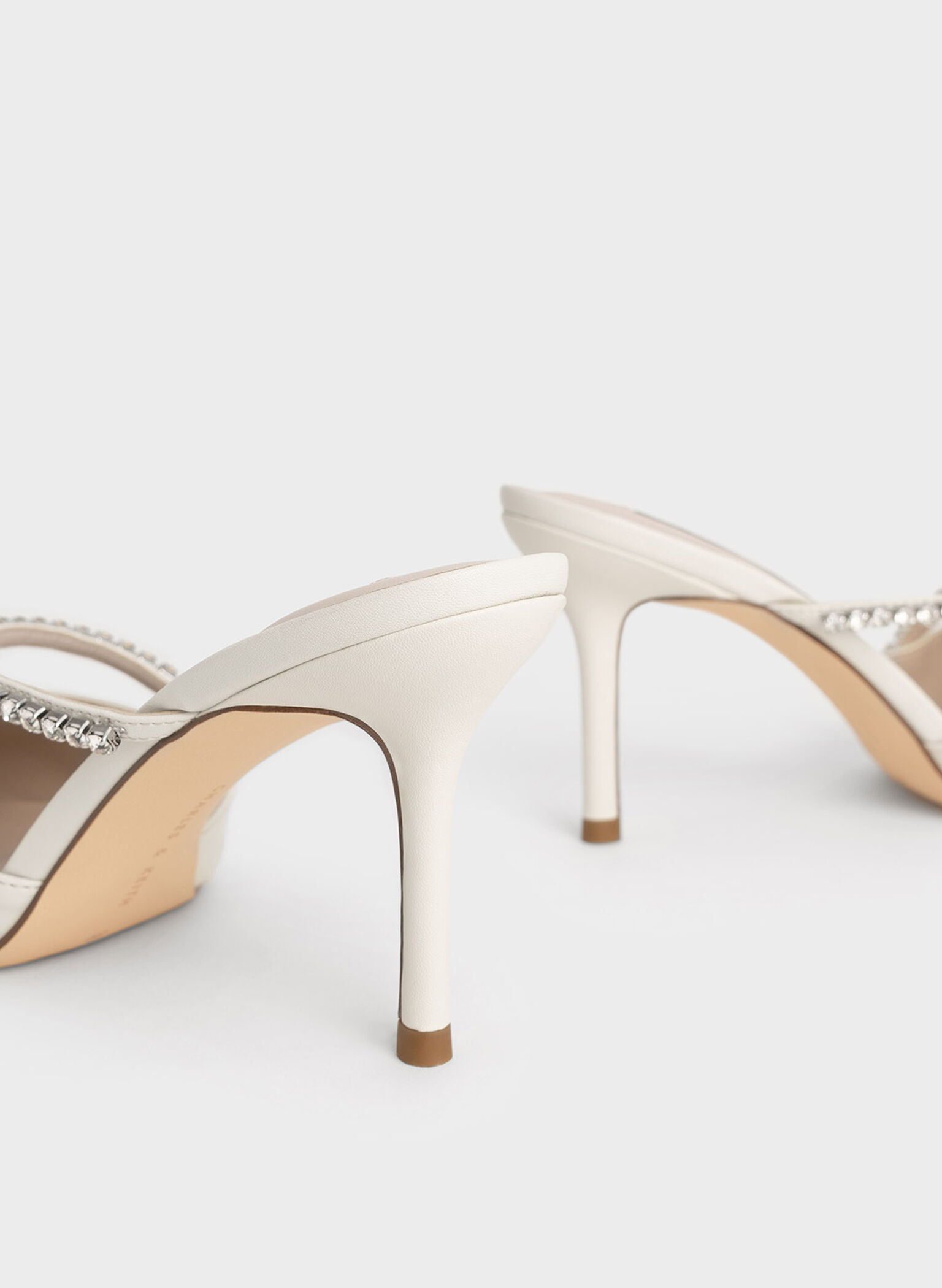 Gem-Encrusted Stiletto Mules, Chalk, hi-res