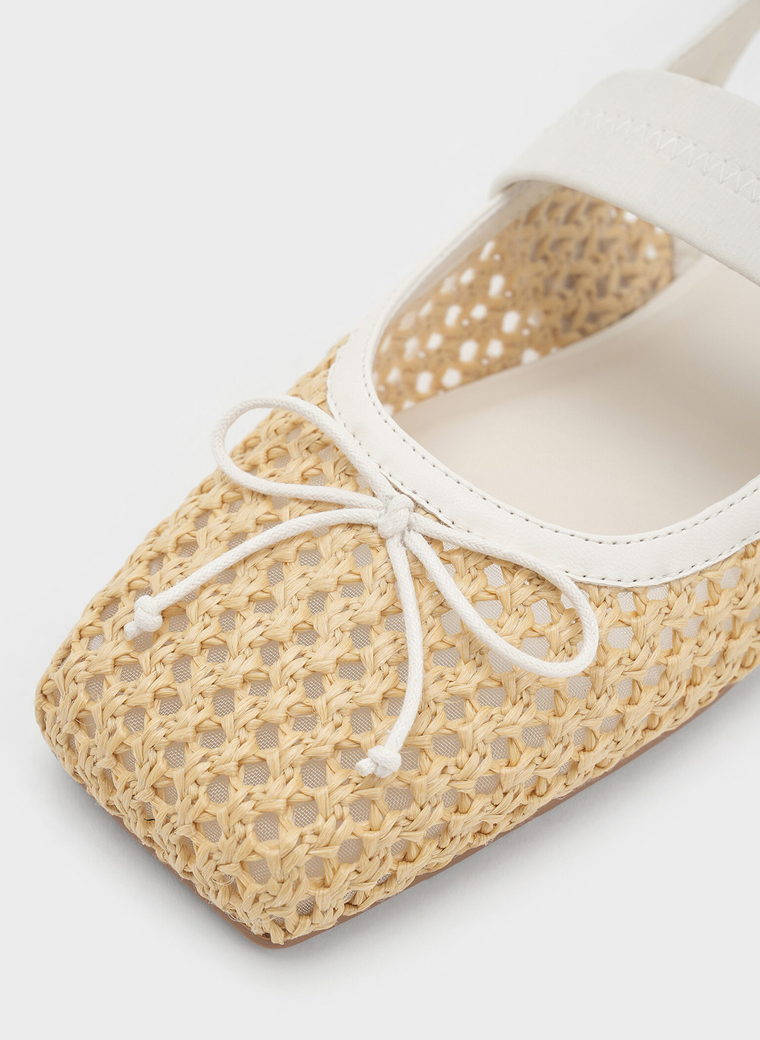 Lyric Woven Bow Slingback Flats, Sand, hi-res