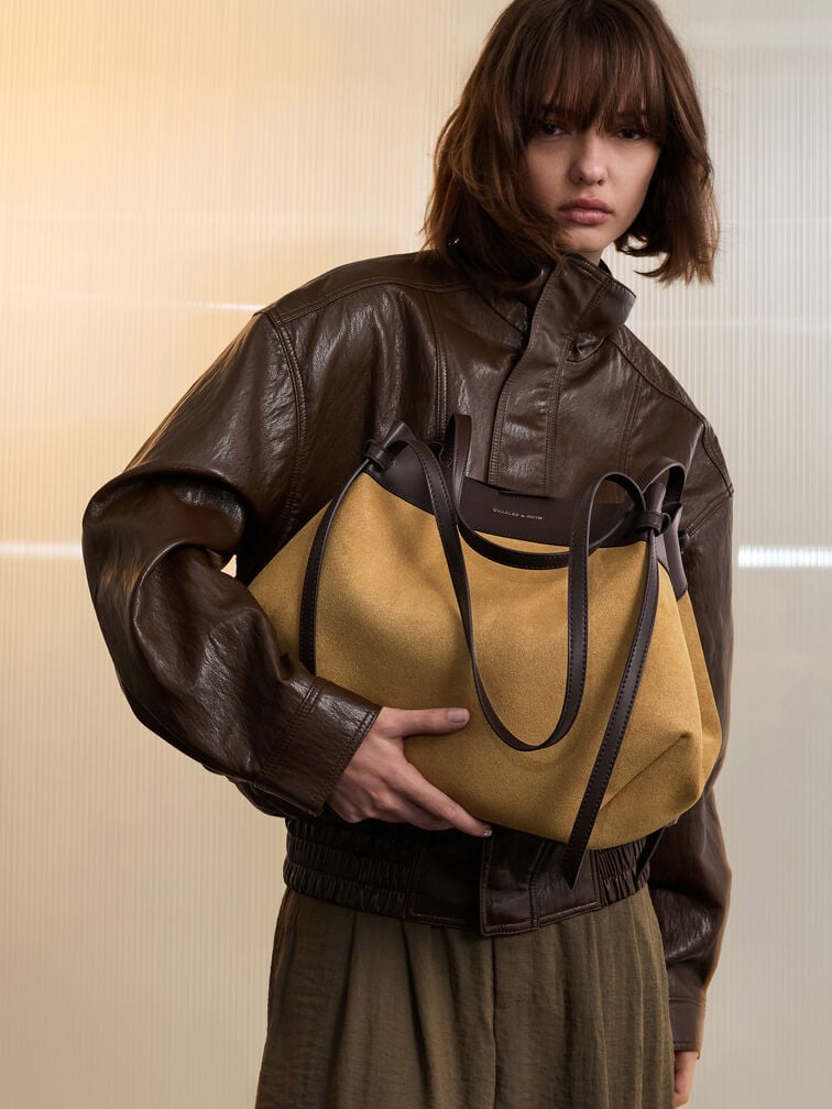 XL Calla Suede Tote Bag, Sahara Sand, hi-res
