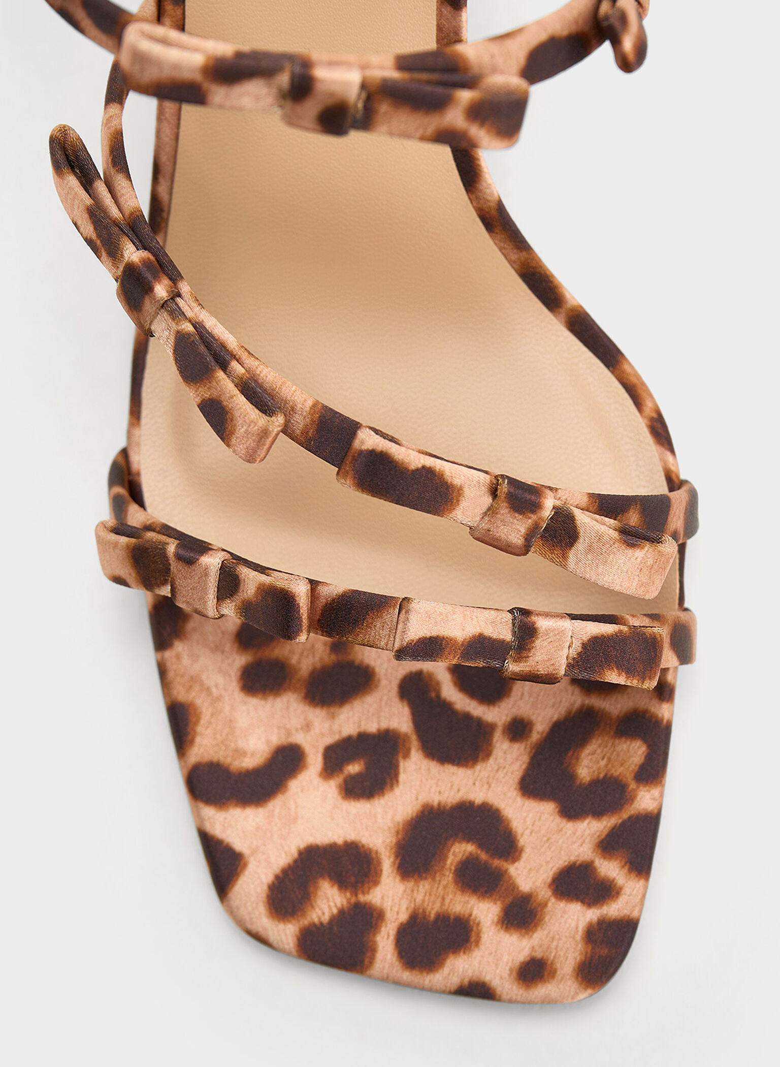 Jessy Recycled Polyester Leopard-Print Bow Heeled Sandals, Multi, hi-res