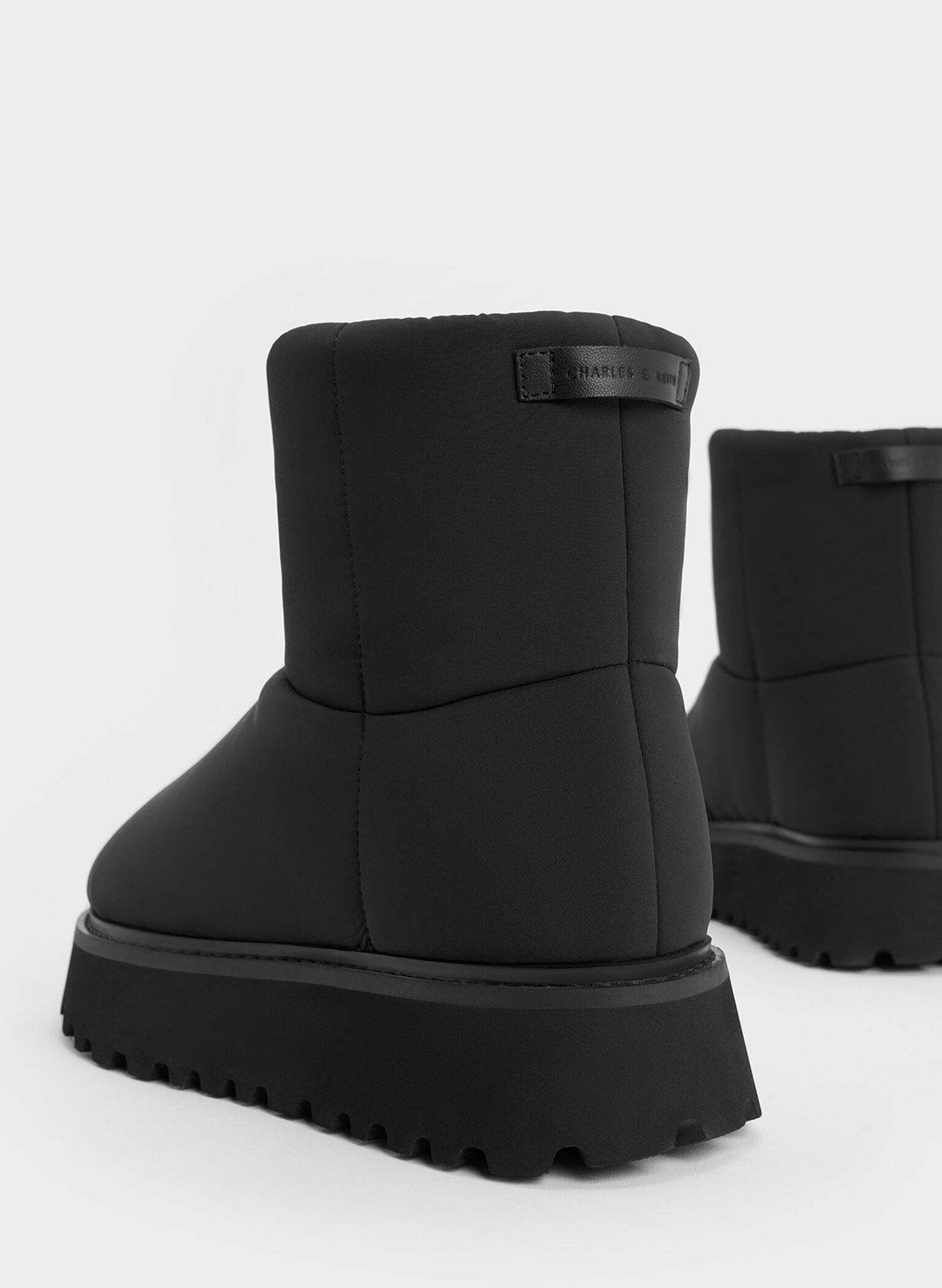 Romilly Puffy Ankle Boots, Black Textured, hi-res