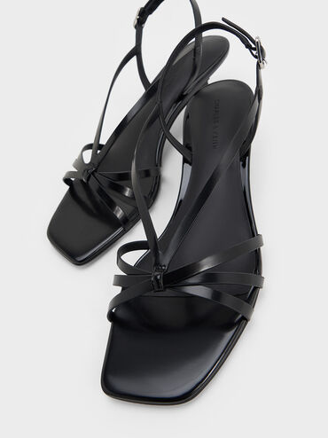 Strappy Kitten-Heel Sandals, Black Box, hi-res