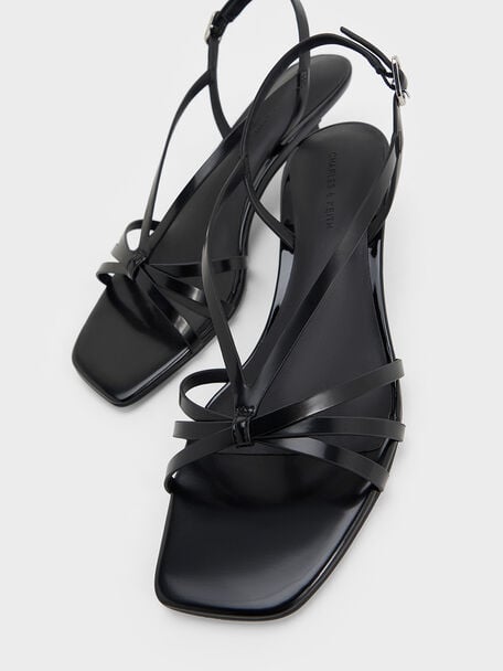 Strappy Kitten-Heel Sandals, Black Box, hi-res