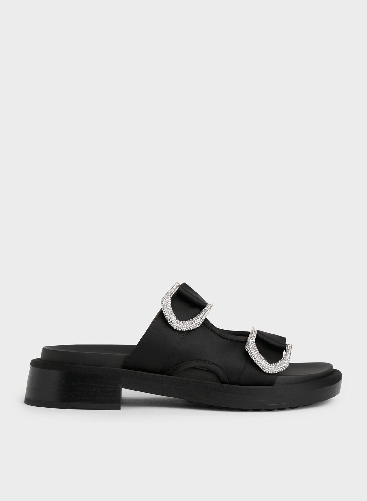Gabine Recycled Polyester Slides, Black, hi-res