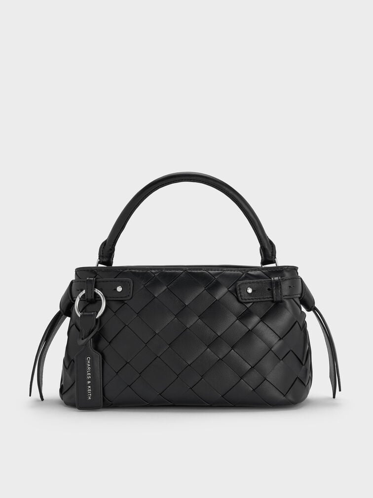 Ivette Woven Top Handle Bag, Noir, hi-res