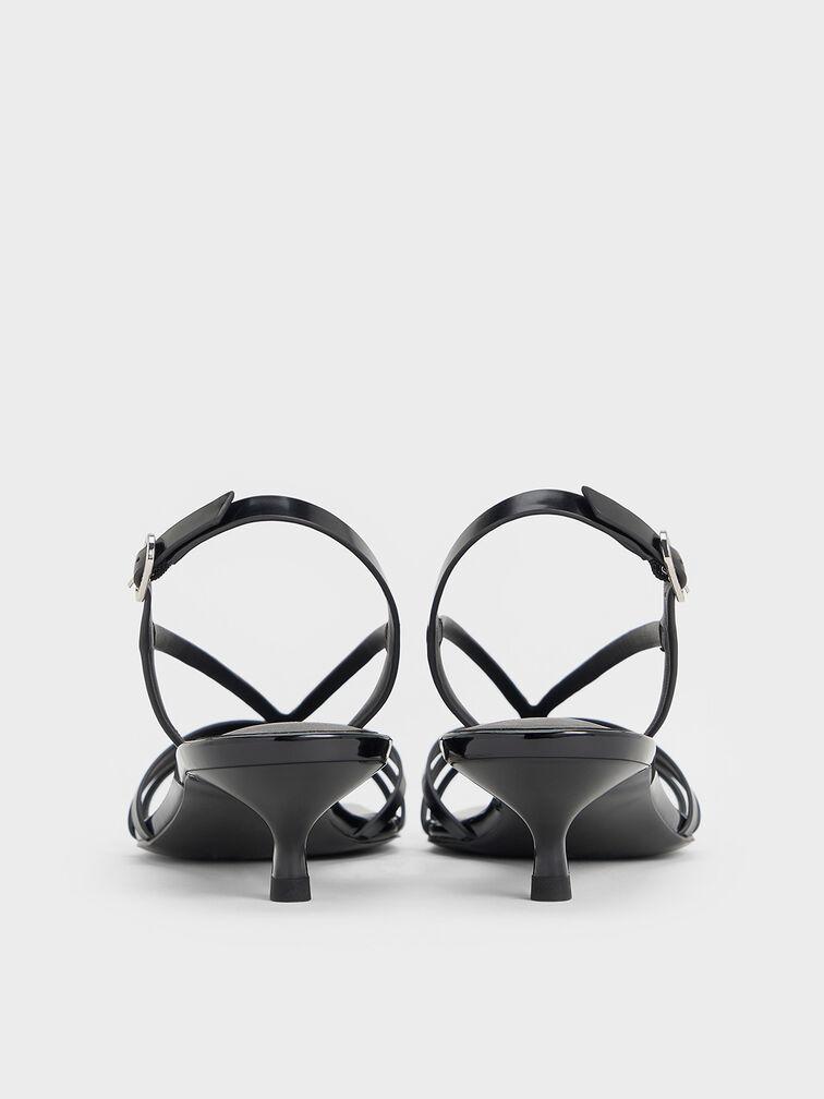 Strappy Kitten-Heel Sandals, Black Box, hi-res