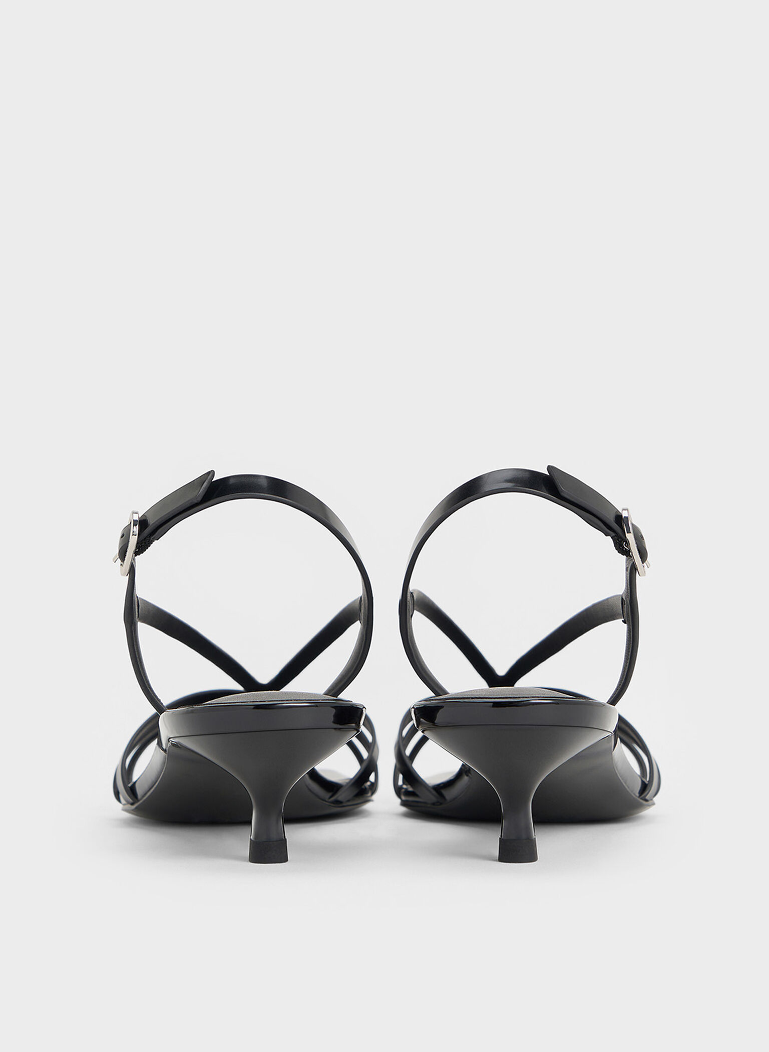 Strappy Kitten-Heel Sandals, Black Box, hi-res