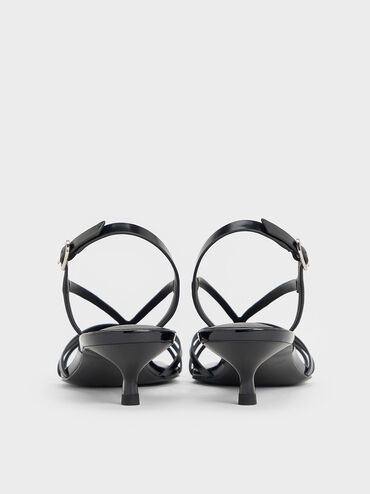 Strappy Kitten-Heel Sandals, Black Box, hi-res