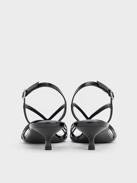 Strappy Kitten-Heel Sandals, Black Box, hi-res