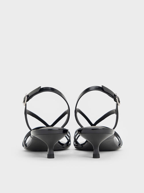 Strappy Kitten-Heel Sandals, Black Box, hi-res