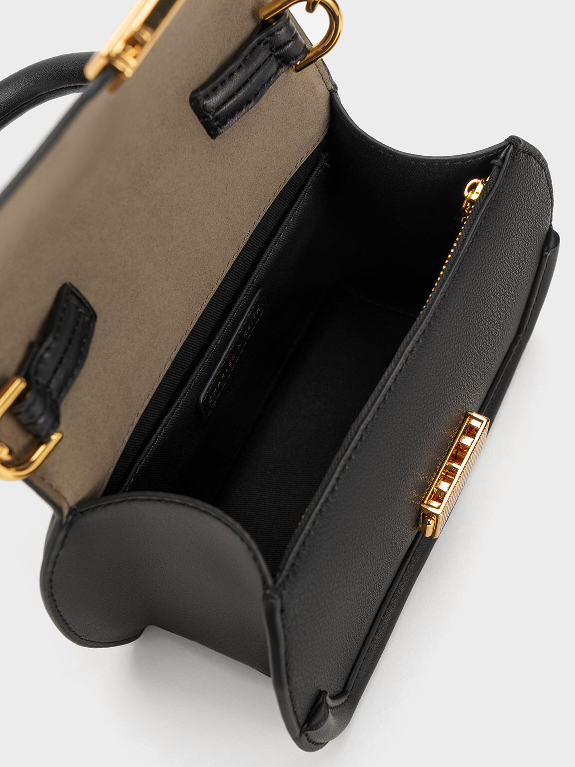 Black Leona Sculptural Top Handle Bag CHARLES KEITH UK