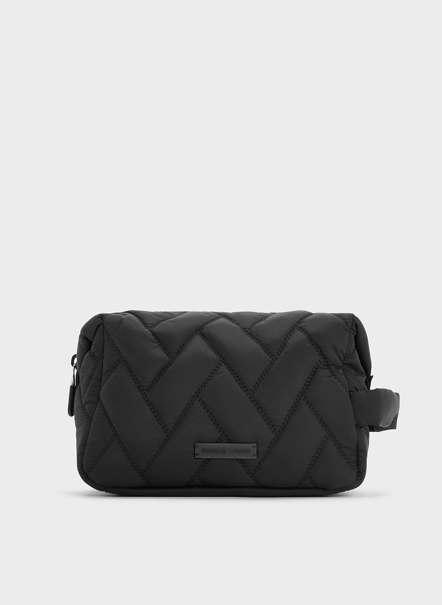 Nylon Chevron Pouch, Jet Black, hi-res