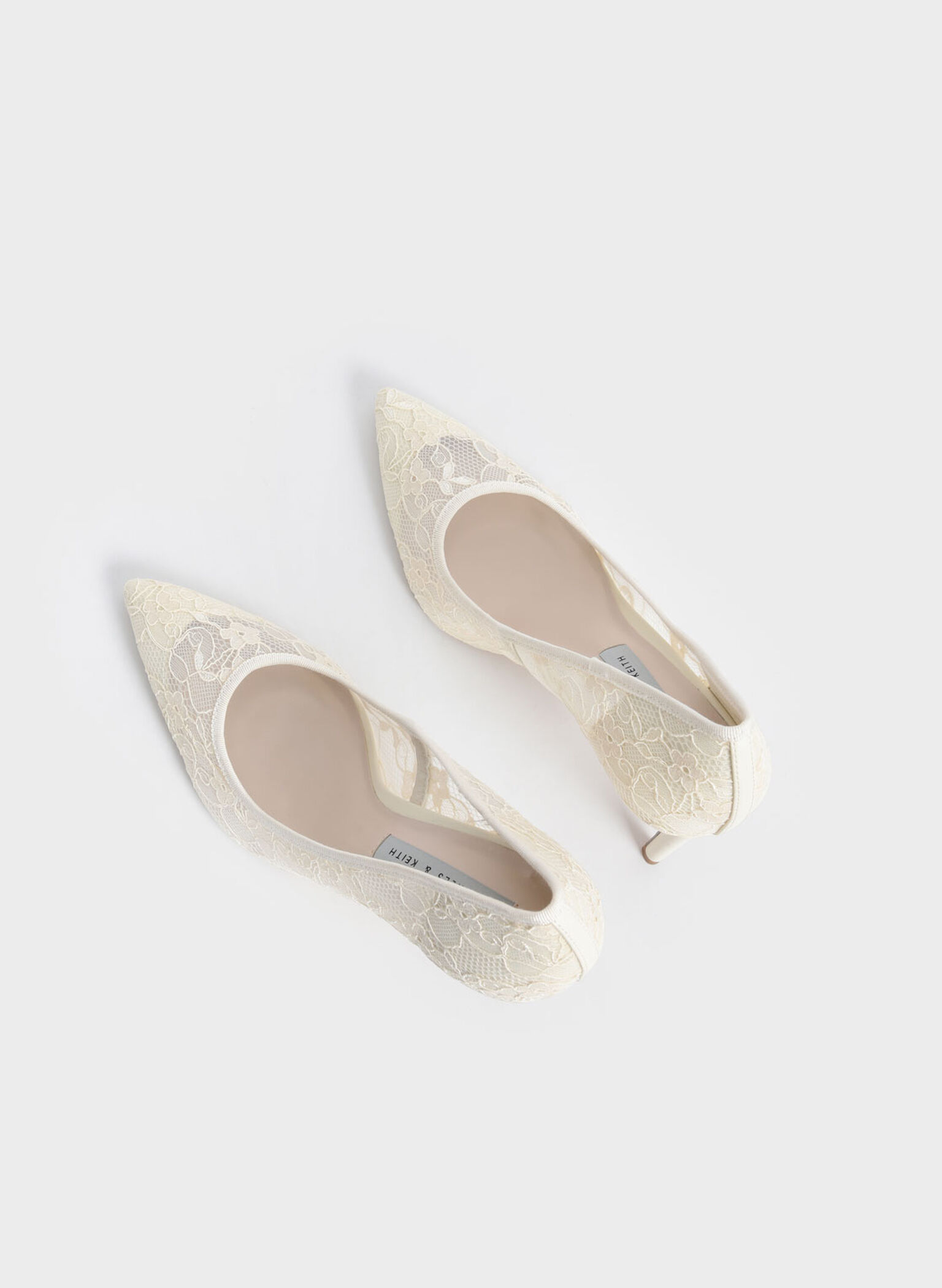 Lace Stiletto Pumps, Cream, hi-res
