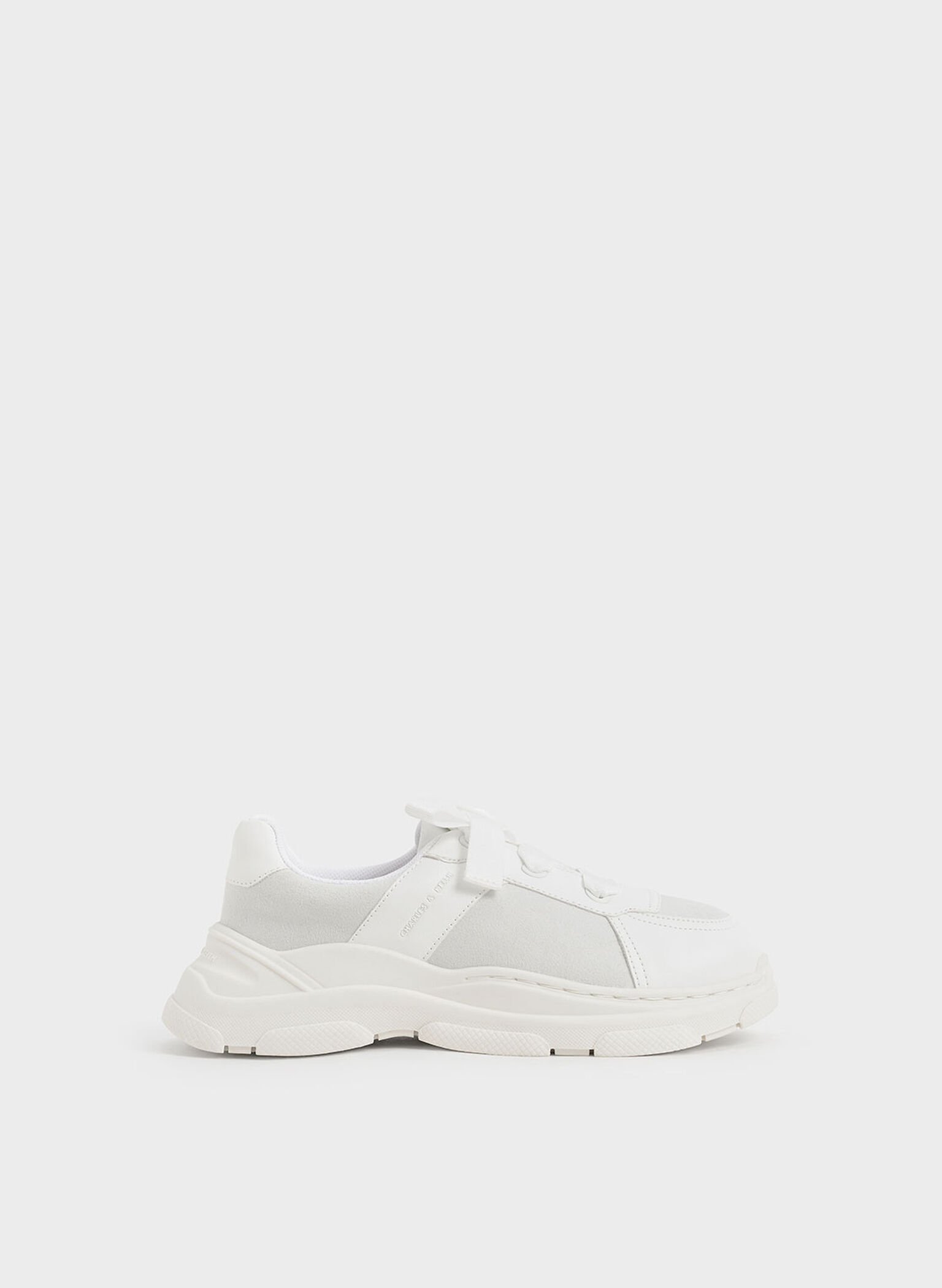 Girls' Bow-Tie Sneakers, White, hi-res