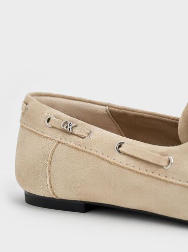 Kori Suede Boat Shoes, Beige, hi-res