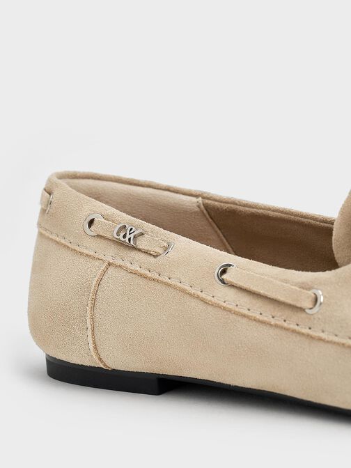 Kori Suede Boat Shoes, Beige, hi-res