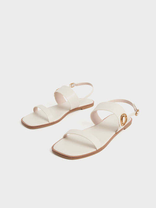 Metallic Accent Back Strap Sandals, Chalk, hi-res