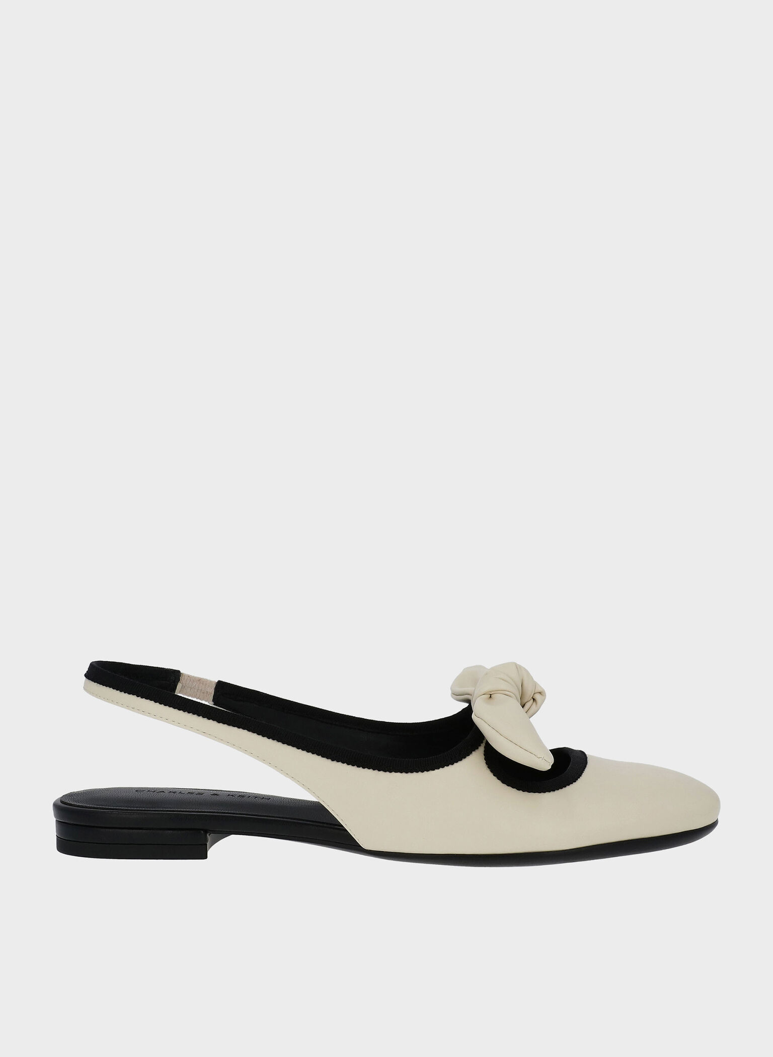 Knotted Bow Slingback Flats, Chalk, hi-res