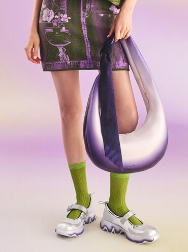 Toni Gradient Knotted Crescent Hobo Bag, Purple, hi-res