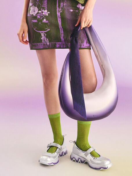 Toni Gradient Knotted Crescent Hobo Bag, Purple, hi-res