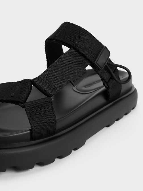 Maisie Sports Sandals, Black Textured, hi-res